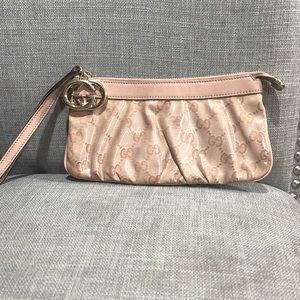 Gucci Pink Monogram Wristlet
